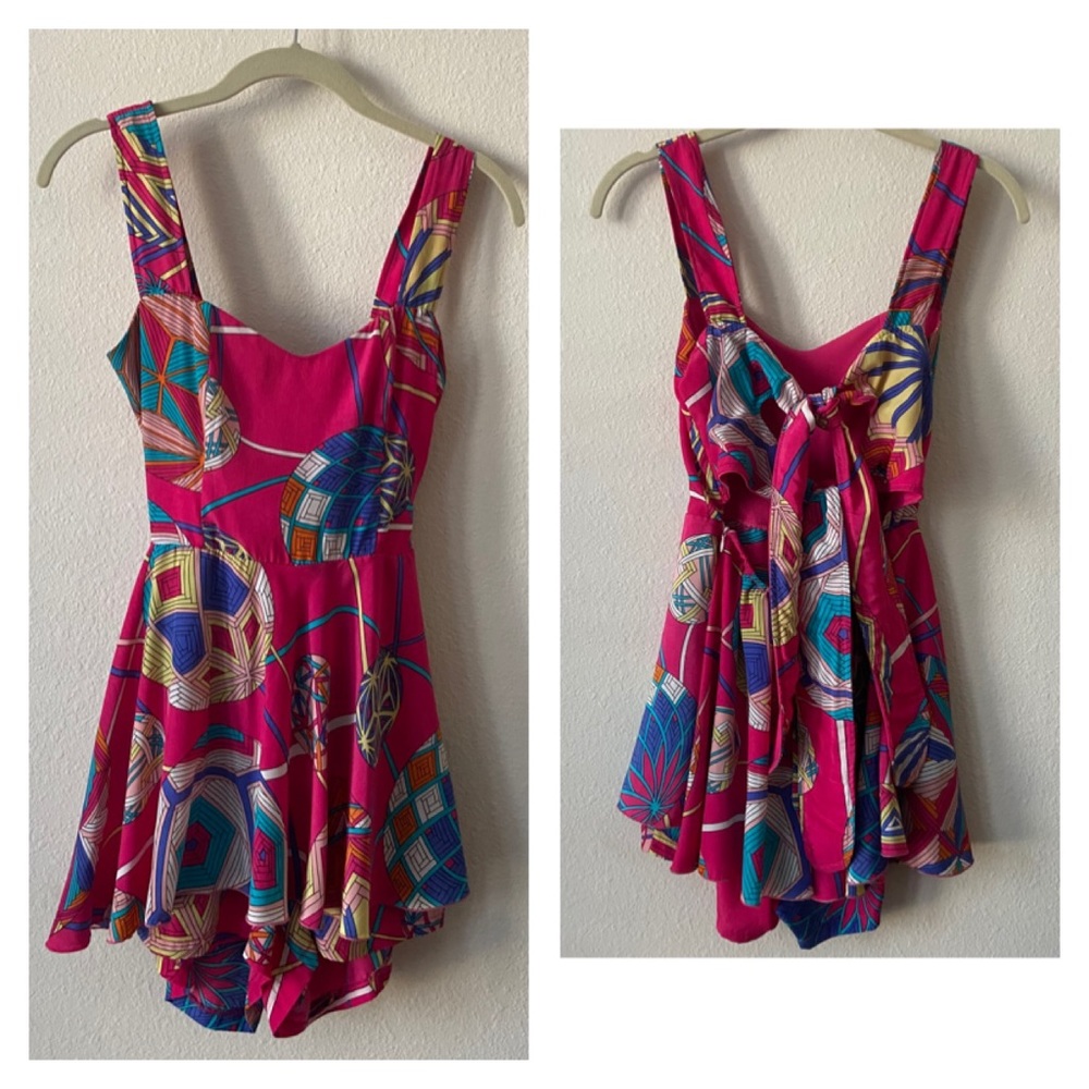Flirty Skort Romper With Double Tie-back Closure